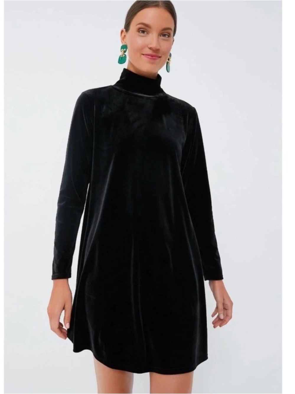 Pomander Place (Tuckernuck)Black Velvet Mottershead Mock Neck Mini Dress NWOT XS